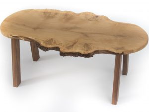 Live Edge Burr Oak Coffee Table American Black Walnut Legs